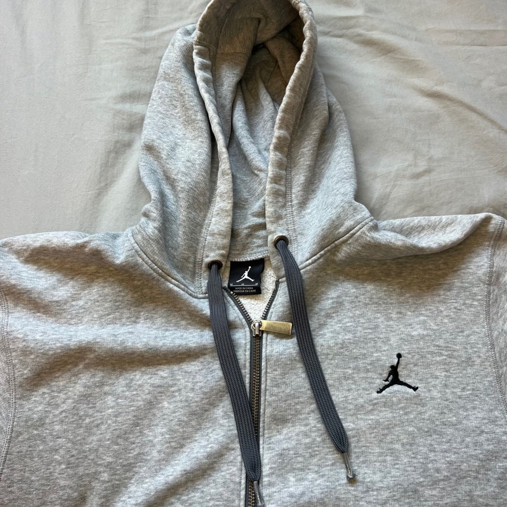 JORDAN Hoodie Mens Medium Gray Full Zip Sweatshirt Pullover Jacket Pre-Loved